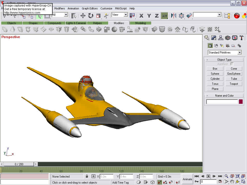 FS2002 Naboo Fighter model with R2 droid & naboo pilot