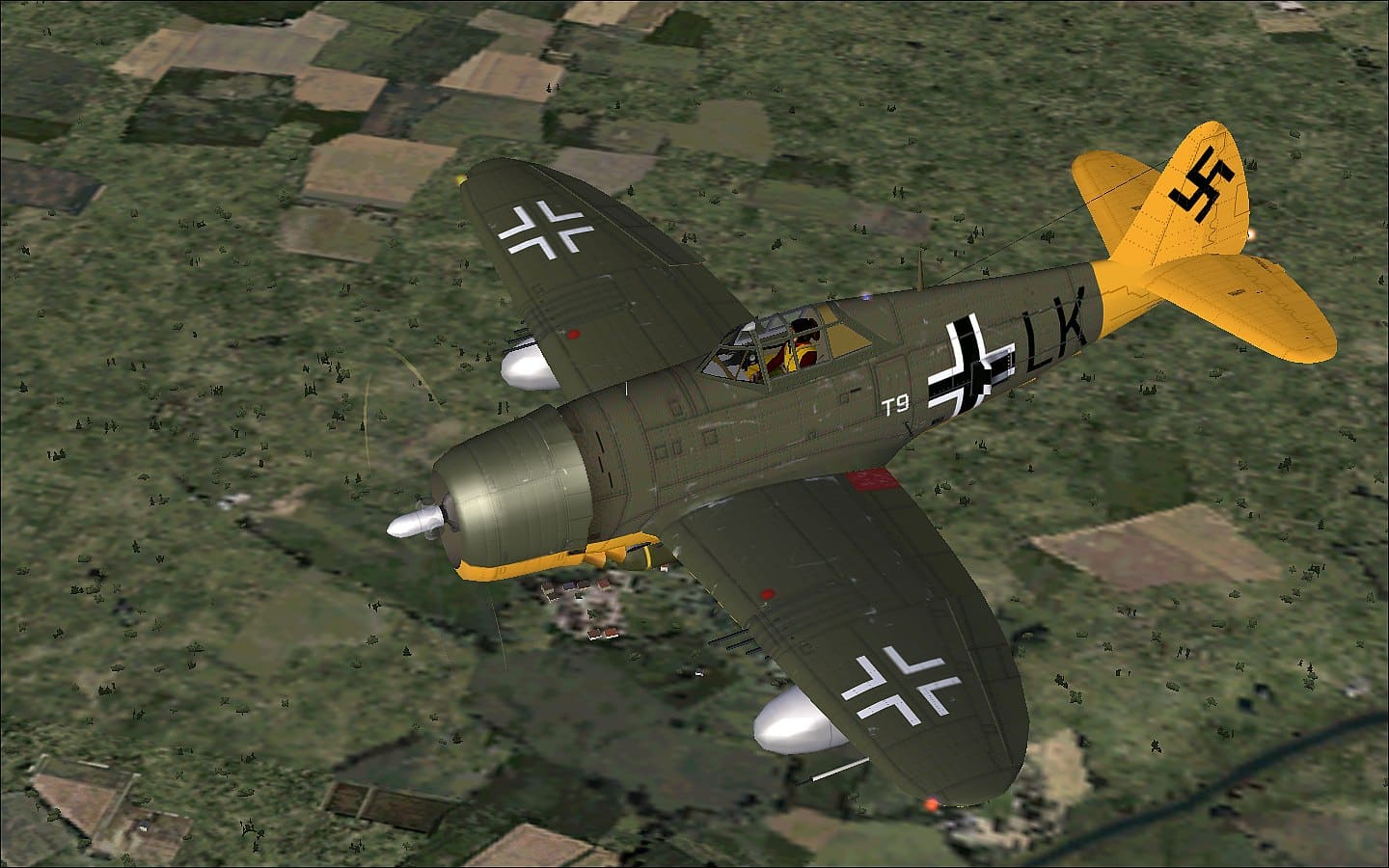 CFS2/FS2004 Alphasim Republic P-47D Thunderbolt Razorback, T-9 LK Textures