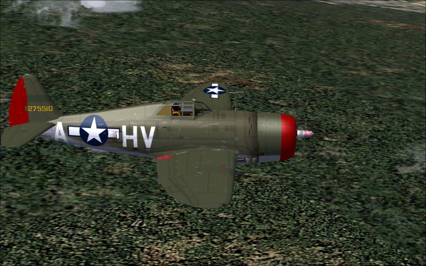 CFS2/FS9 Alphasim Republic P-47D-11-RE Thunderbolt Razorback 42-75510/HV-A Textures only