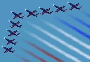 FS2002 Patrouille de France 9 plane formation