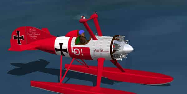 FS2002/2002 Textures “Red Baron” for the Unreal Aviation “Bushman” with floats