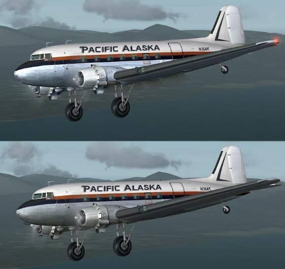 FS2004 Default Douglas DC-3 Pacific Alaska (weathered) textures only