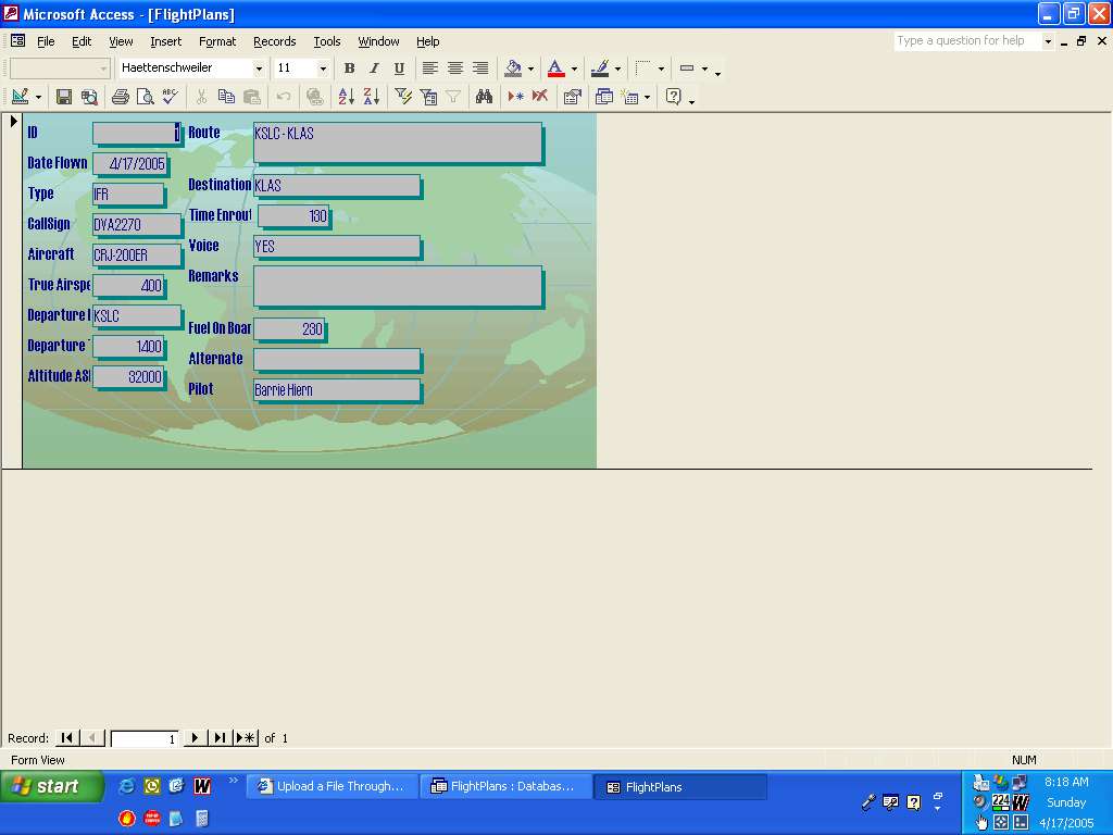 FS2004 Flight Plan Database