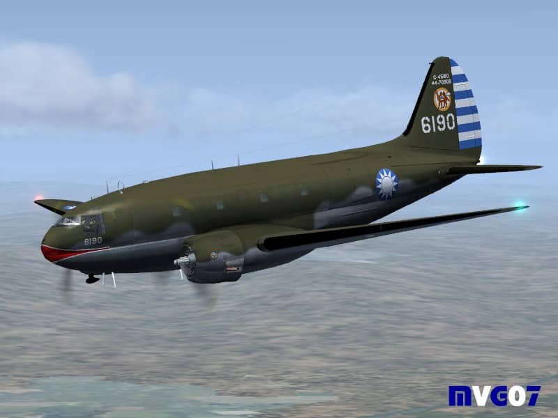 FSX/FS2004 Chinese Air Force, Curtiss C-46A Commando Textures only