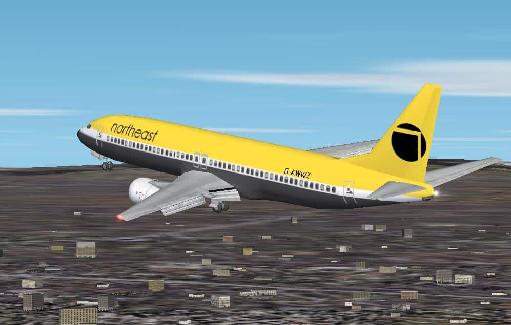 Repaint of original 737 default in FS2002. Fictitious colours of Northeast