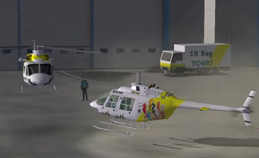 FS2002 Bell206b in the Seahorse Bay Tour livery