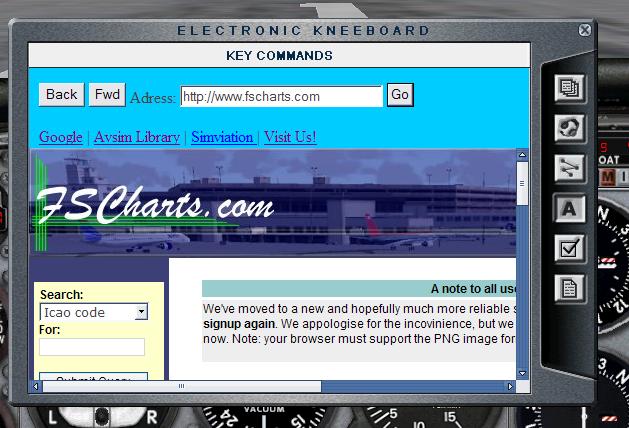 FS2004 Kneeboard Web browser v 2.0