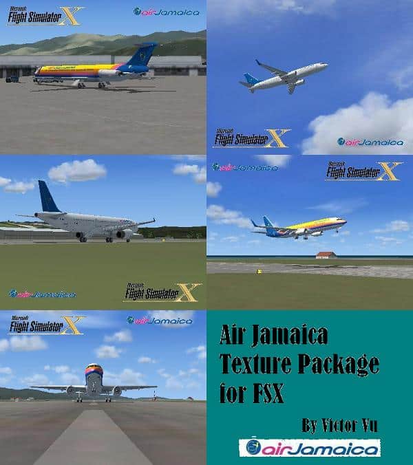 FSX Air Jamaica Texture Pack for the A321, 737, and MD-83