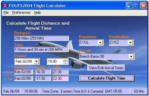 FSX/FS2004 Flight Calculator