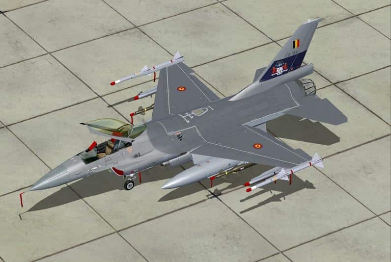 FS2004 Belgium Air Force F-16AM Fighting Falcon, No.10 Wing ‘Kleine Brogel 60th’ 2005 scheme – FA-134, Textures Only
