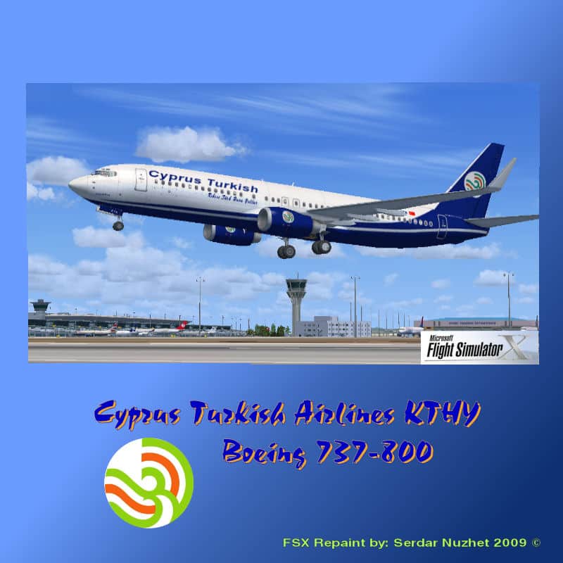 FSX default Boeing 737- 800 Cyprus Turkish Airlines Textures
