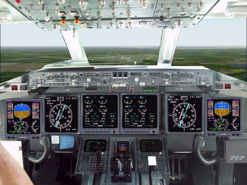 FS2000 Boeing 717 photoreal panel, jumpseat view