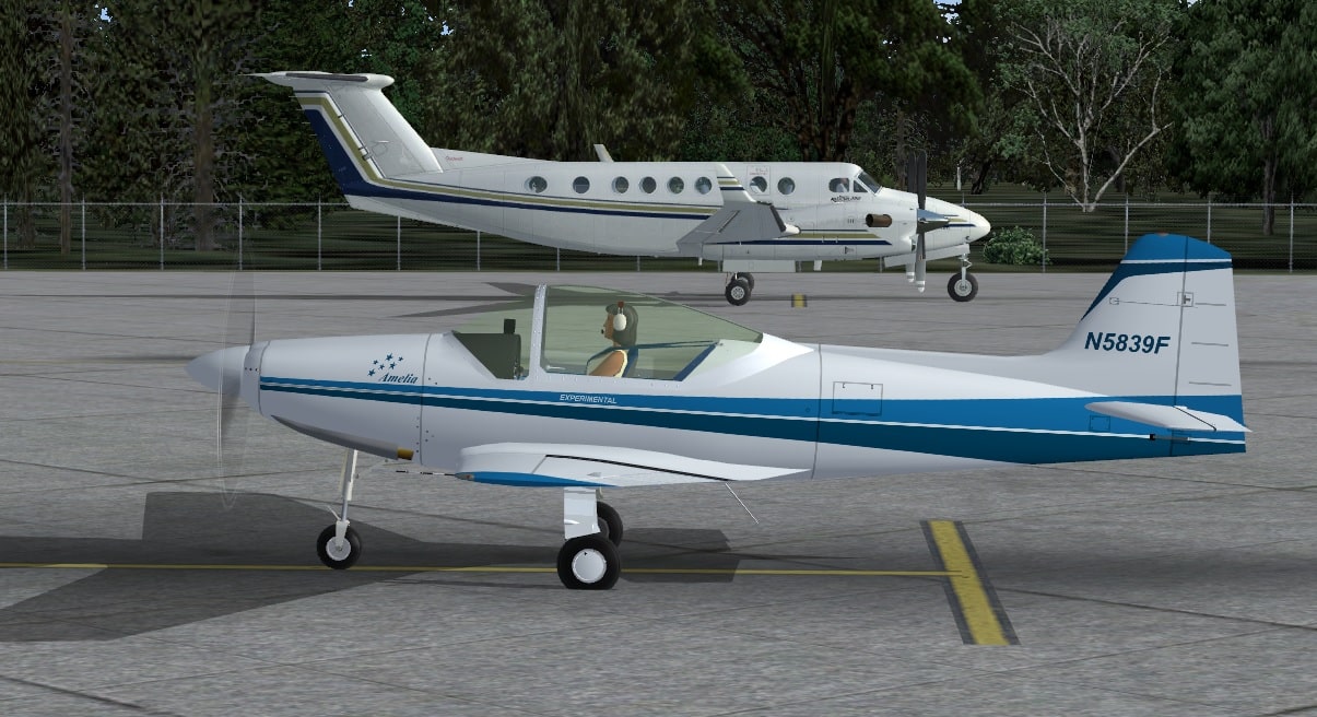 FSX Falco F.8L two tone blue on white Textures “Amelia” N5839F