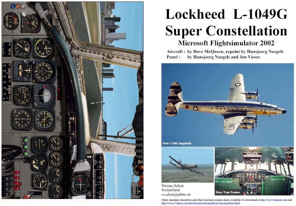FS2002 Manual/Checklist — Lockheed Super Constellation