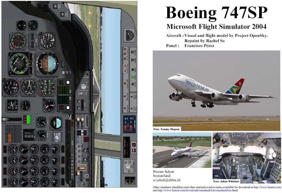 FS2004 Manual/Checklist — Boeing 747SP