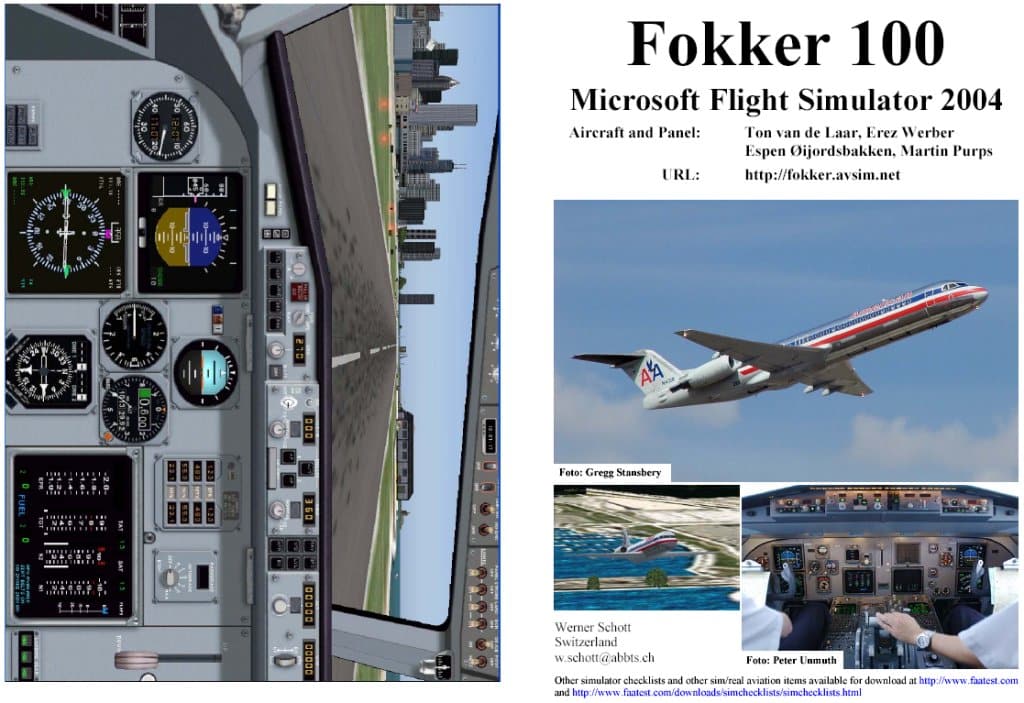 FS2004 Manual/Checklist Fokker 100