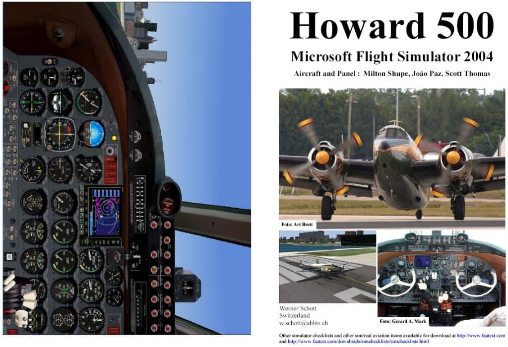 FS2004 Manual/Checklist Howard 500