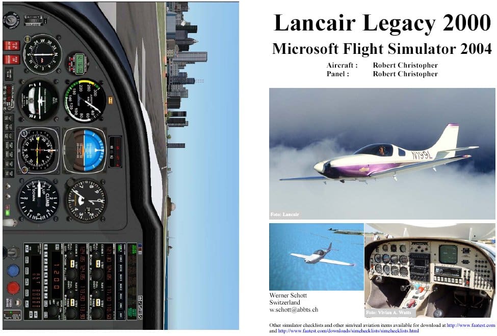 FS2004 Manual/Checklist — Lancair Legacy 2000