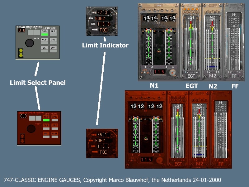 Boeing 747-classic engine gauges