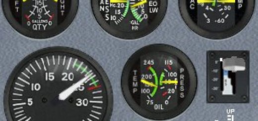 Cessna 172 analogical engine panel for FIP