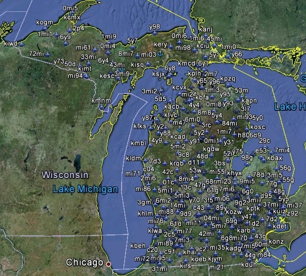FSX Michigan Airfield Locator