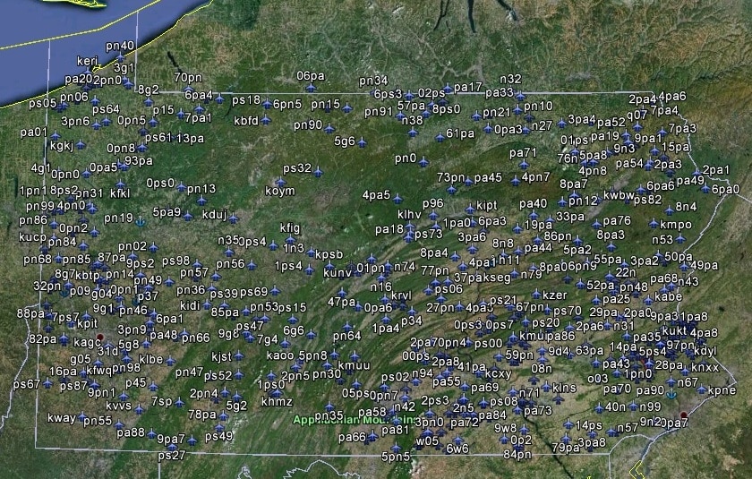 FSX Pennsylvania Airfield Locator