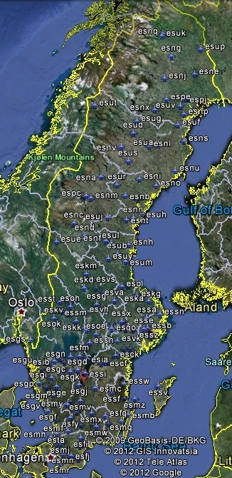 FSX Sweden Airfield Locator