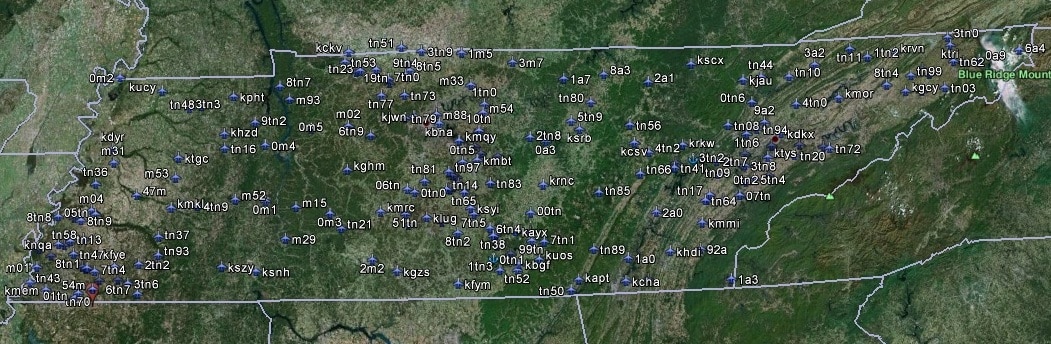 FSX Tennessee Airfield Locator