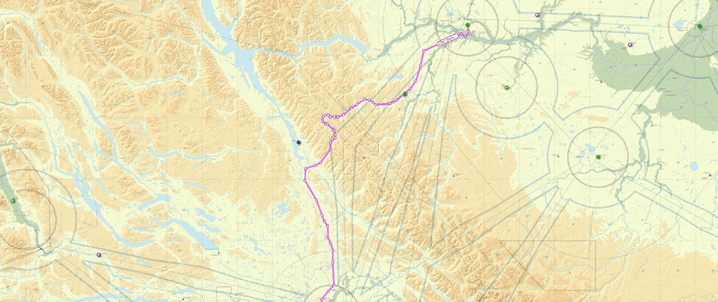 Fort St. John BC to Prince George VFR flight plan route v1.0