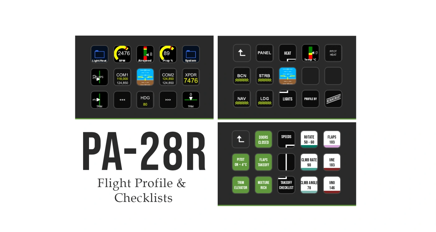 Piper PA-28R Arrow III (JustFlight) Stream Deck Profile & Checklists v0.5