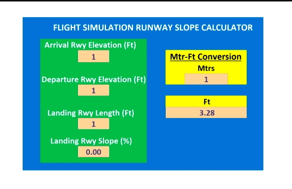 Flight Simulator Runway Slope Calculator v1.1