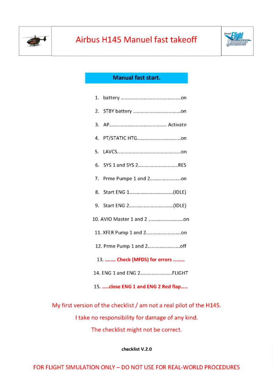 Airbus H145 Manuel fast takeoff v2.0